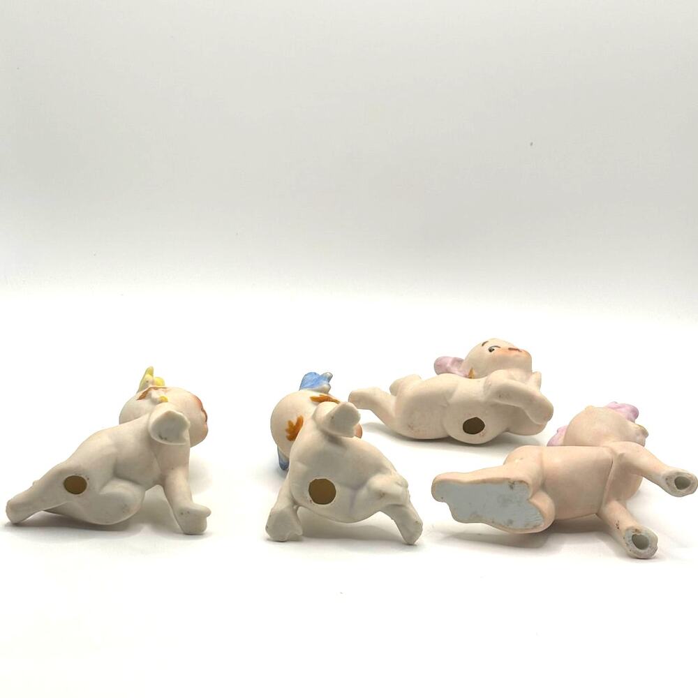 Vintage 1950's Lot of 4 Lefton Kewpie Baby Style Bisque Porcelain figurines - Picture 4 of 9